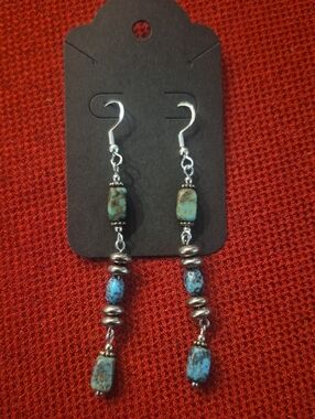 Turquoise Blue Beaded Dangle Earrings - Women Jewelry
